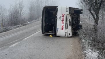 İşçi servisi devrildi: 9 yaralı